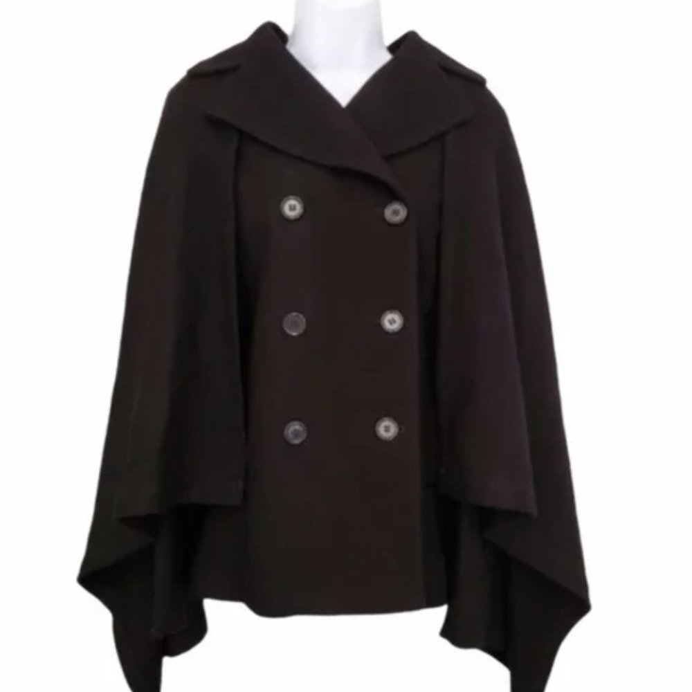 BCBGMaxAzria Double Breasted Wool Cape Coat M